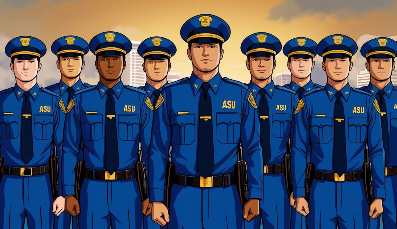 A group of ASU officers stand in formation, symbolizing cultural and professional significance.</p><p>The officers wear their uniforms with pride, exuding authority and respect