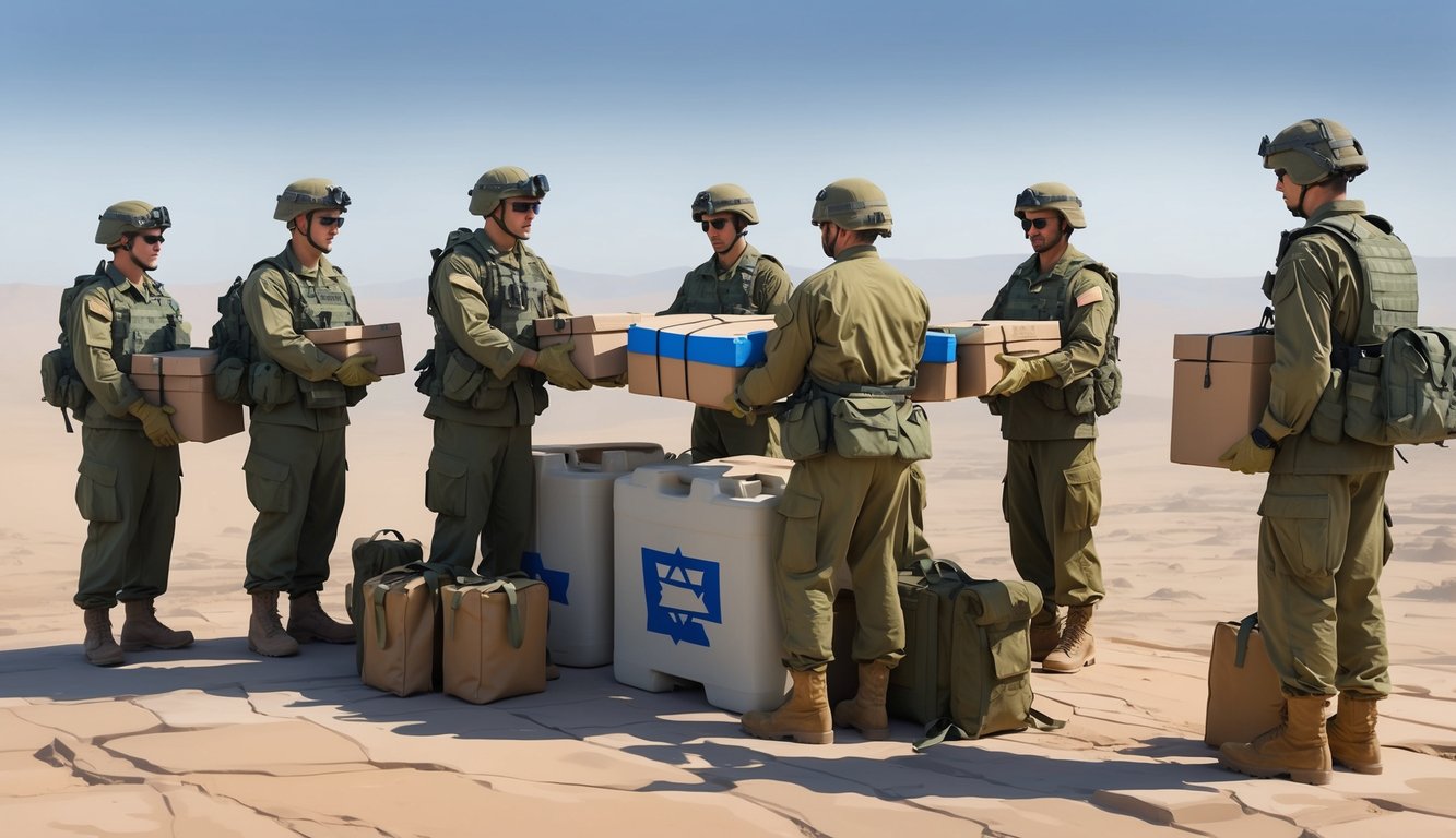 A group of military personnel from Israel providing aid to a foreign country, symbolizing international cooperation and support