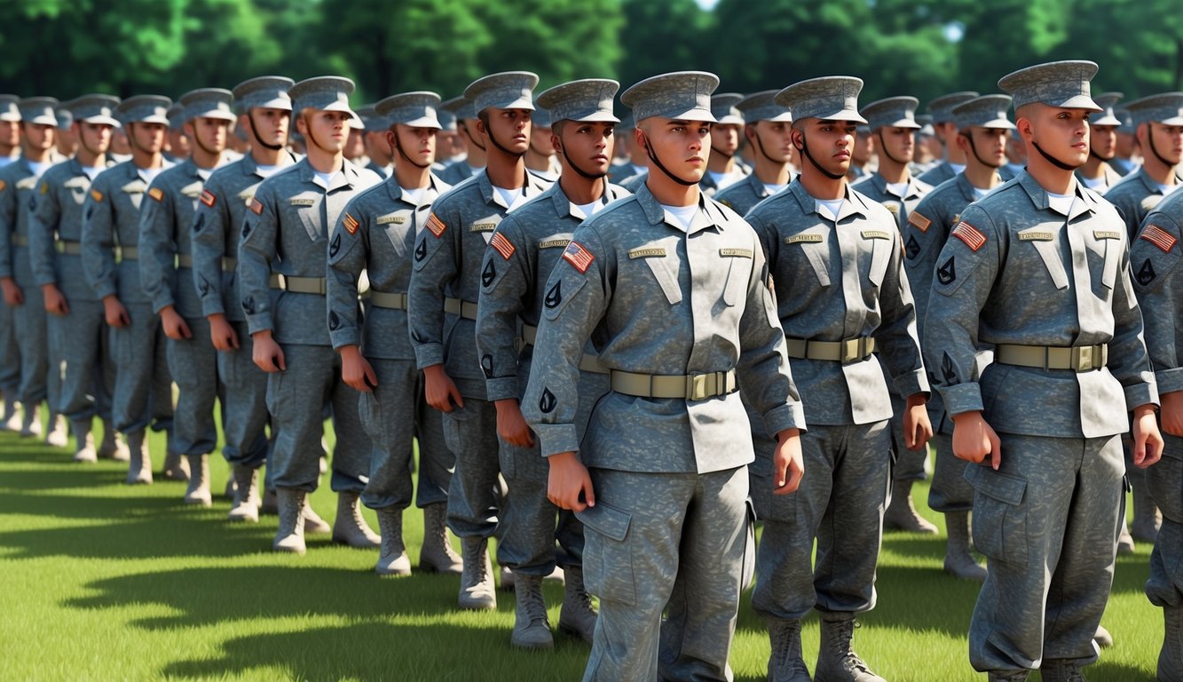 Soldiers in formation at a basic training graduation ceremony