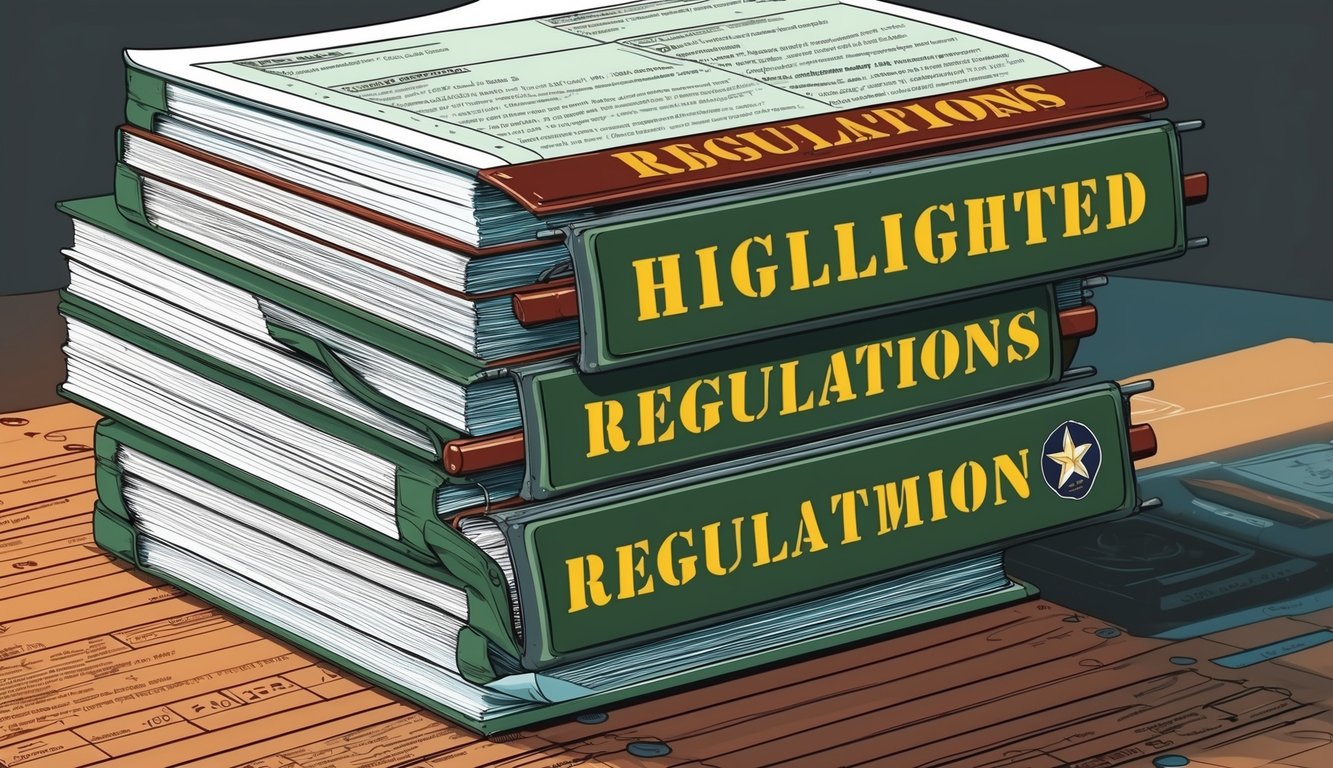 A stack of military regulations with a highlighted section